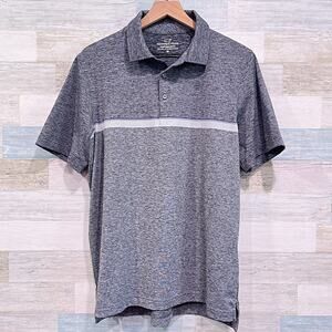 Vineyard Vines Performance Golf Polo Shirt Heather Gray Stripe Mens Medium